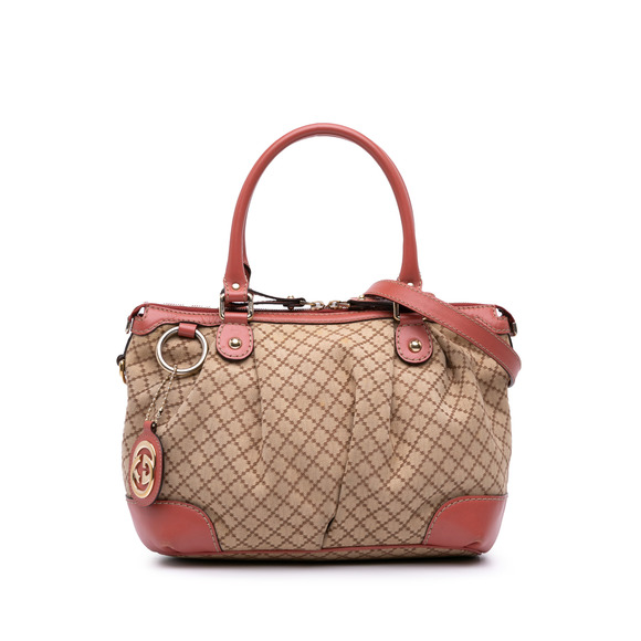 Pre-Loved Gucci Diamante Canvas Sukey Satchel - Picture 1 of 11